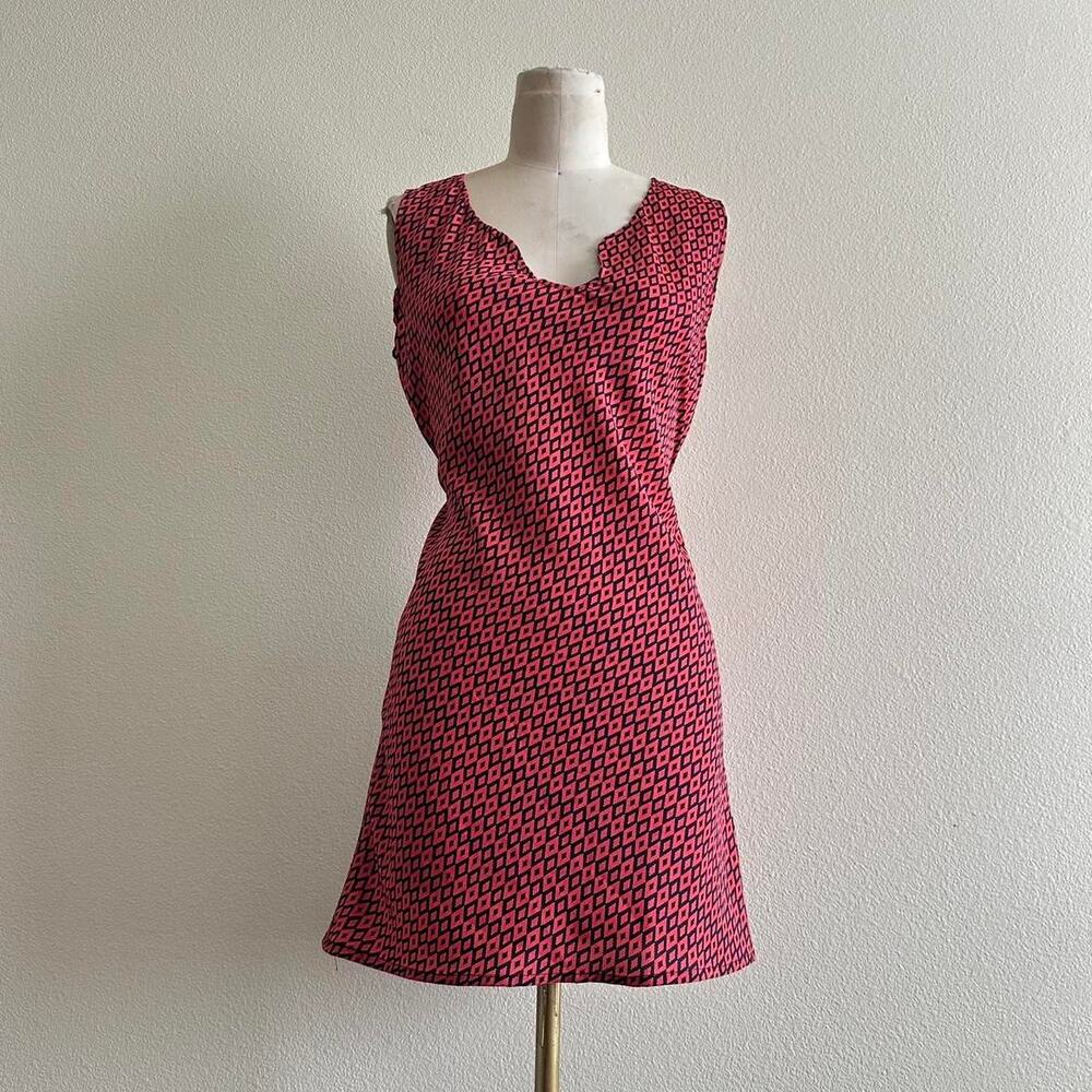 handmade red black abstract retro sleeveless mini dress